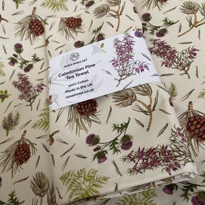 Caledonian Pine tea towel Scottish wildflowers Highland flora dish cloth image 4