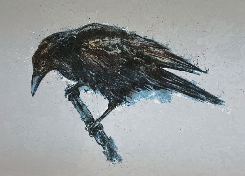 A3 Crow Giclee Print Unmounted image 1