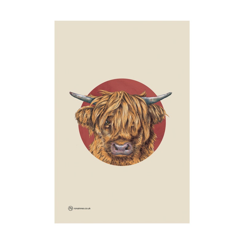 Highland Cow tea towel Scottish hairy cow cute cow image 4