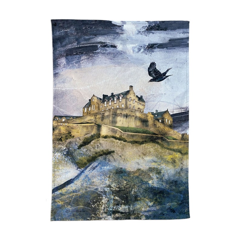 Edinburgh Castle Crow Tea Towel bird lovers folklore gift corvid present image 1