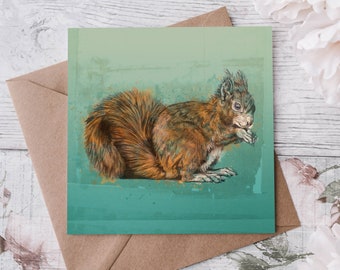 Red Squirrel Greeting Card - Scottish Wildlife - contemporary blank squirrel card