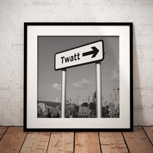 Twatt road sign - Black & White photographic print