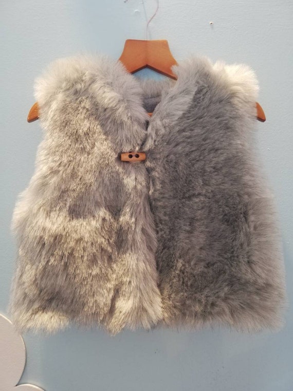 Grey faux fur waistcoat