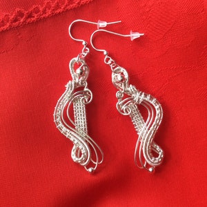 Silver wirework earrings, handmade earrings, UK seller