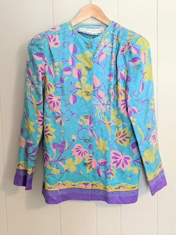 Vintage 1980s Anne Crimmins Silk Floral Two-Piece