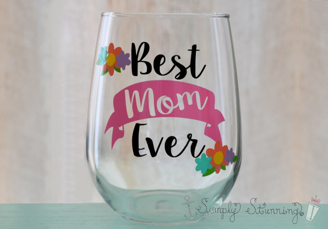 Personalized stemless wine glass best Mom ever Birthday gift | Etsy