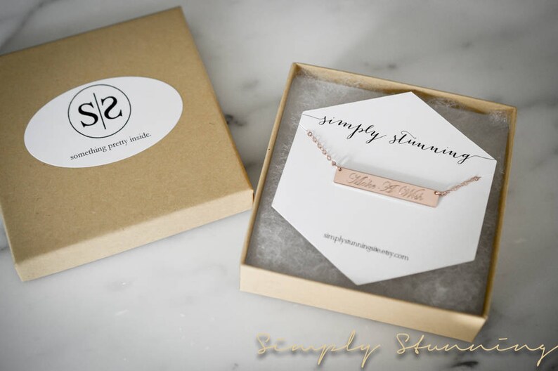 Custom Gold Bar Engraved Necklace Customized Name Bar Necklace Rose Gold or Silver Bar Necklace Gold Personalized Gold Bar Necklace