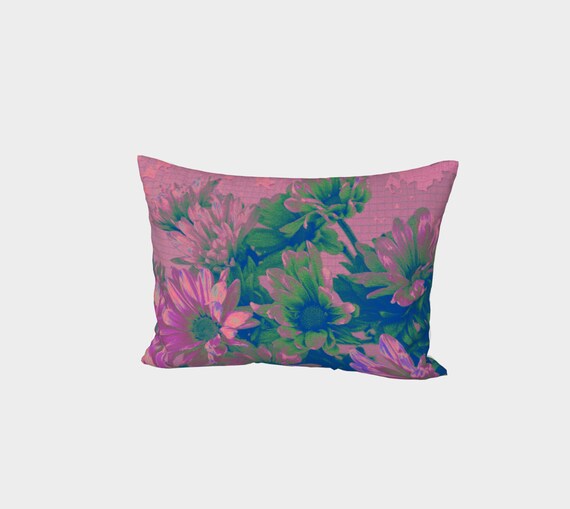 Flowery Pillow Sham Cotton Sateen Textured Floral Art Print Design