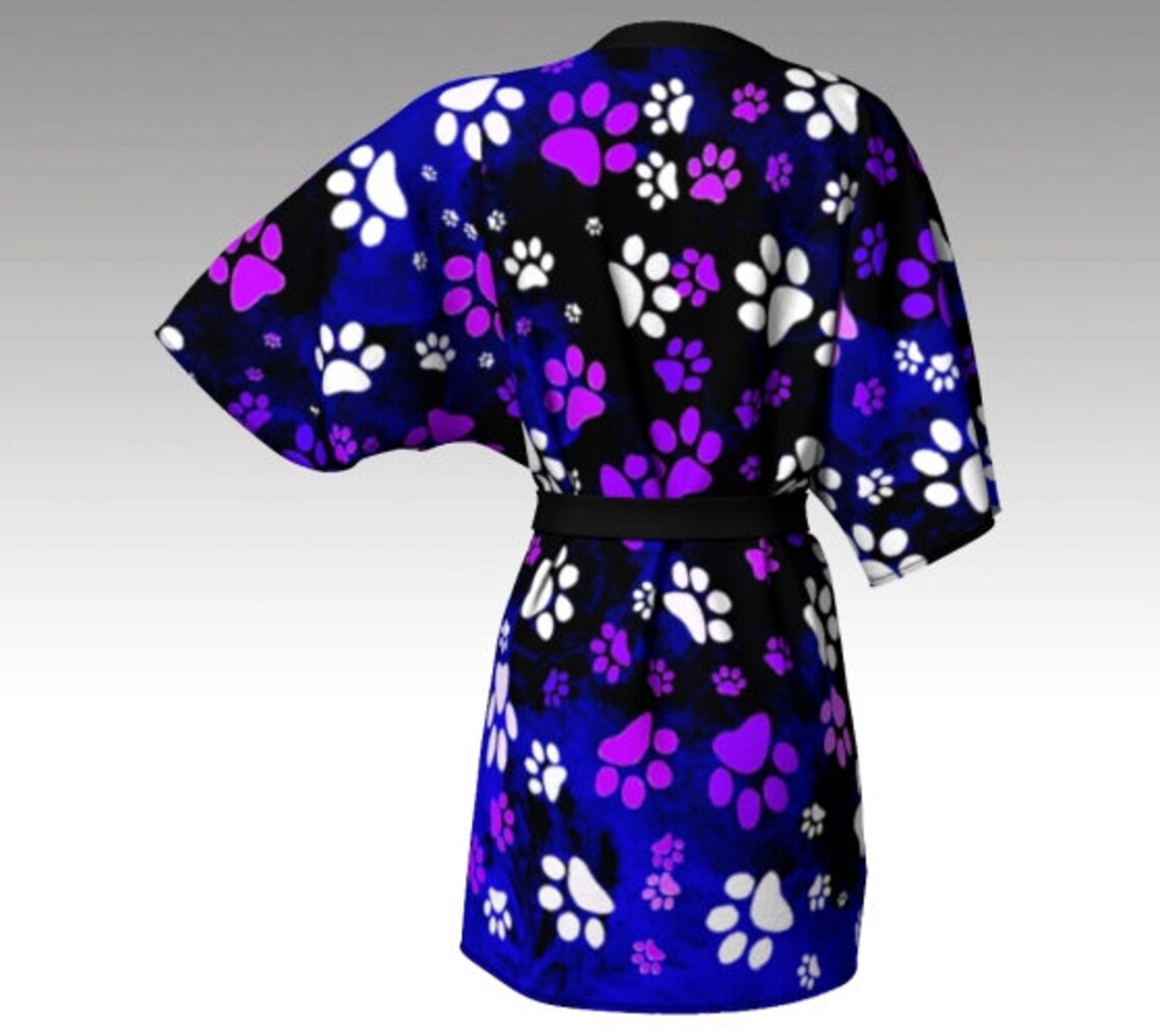 Dog Paw Print Kimono Robe Color Play Paw Print Robe Womens Etsy