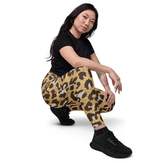 Leopard Yoga Pants Crossover leggings with pockets - Dawn Mercer Designer Wear