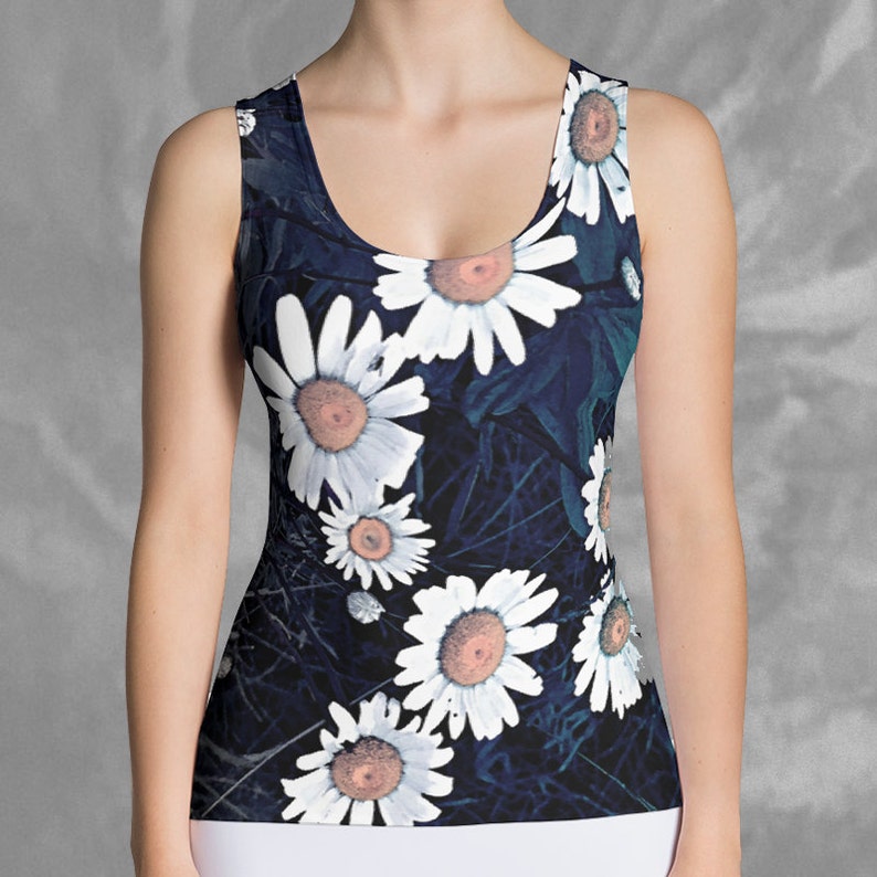 Daisy Tank Top Floral Print Daisy Flower Tank Tops Form Etsy