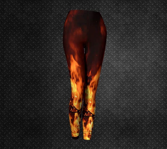 Leggings Tights Flame Print Tights Designer Leggings Flame