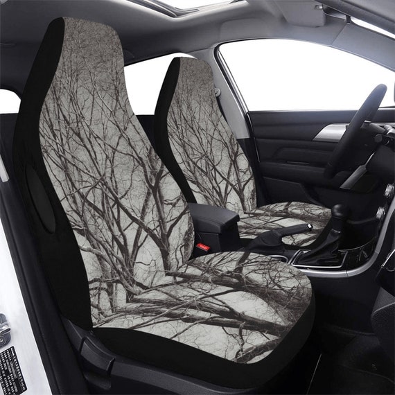 Tree Car Seat Covers, Black And White Car Seat Covers, Tree Print, Custom Printed, Artist Designed, Tree Print Design