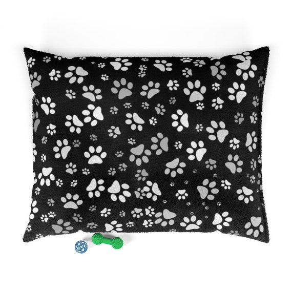 Paw Print Dog Bed Black and White Dog Paws Print Etsy