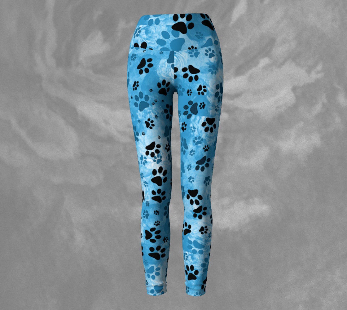 Blue Paw Print Leggings Dog Paws Print Fashion Leggings Yoga Etsy