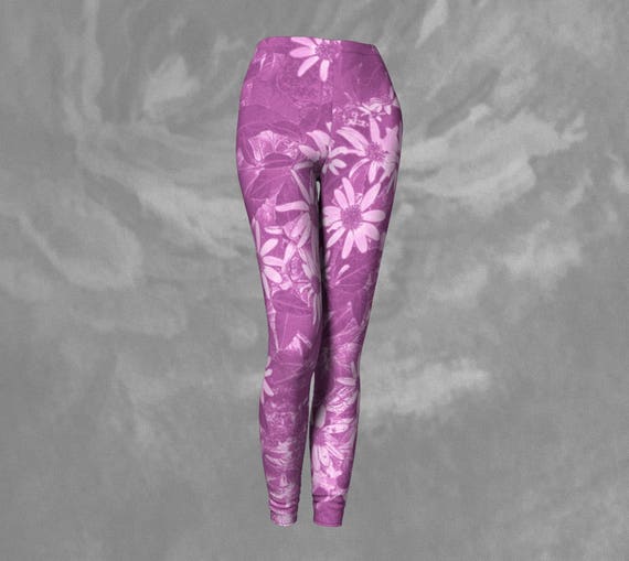 Pink Daisy Leggings Flower Leggings 