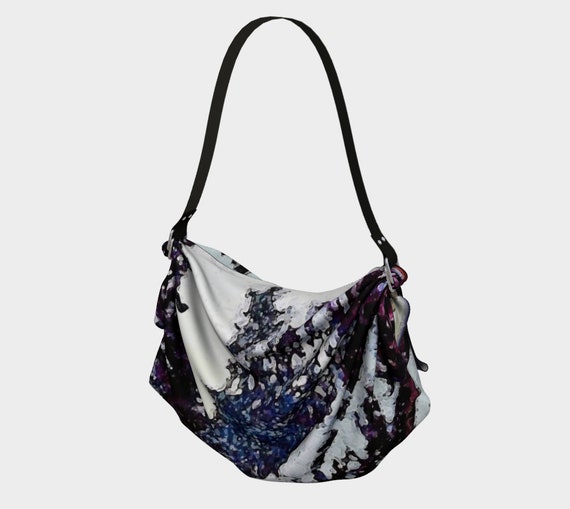 Winter Tree Origami Shoulder Tote, Winter Tree Abstract, Polyester Crepe, Durable, Vegetarian Friendly - Dawn Mercer Designer Wear