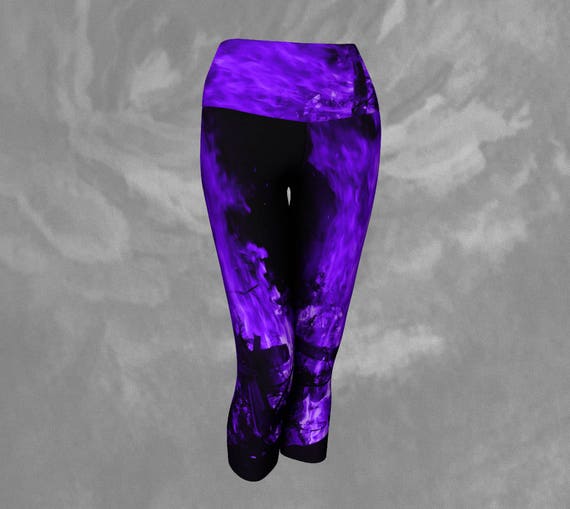Purple Flame Capris Leggings Printed 