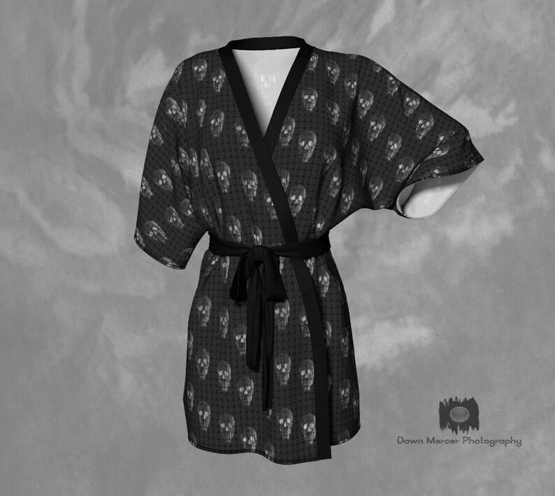 Skull Print Kimono Cool Robes For Women Skull Print Robe Etsy