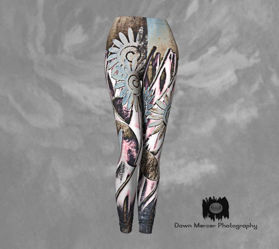 Unique Leggings Daisy Abstract Leggings Fashion Tights Womens Artsy Activewear Apparel Premium Quality Compression Fit High Waist