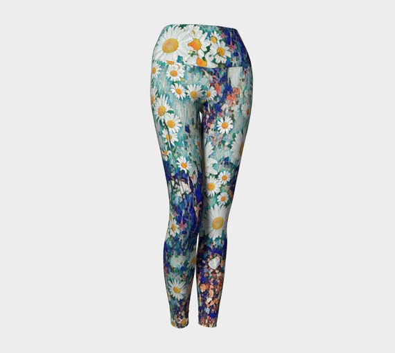 Leggings Tights Yoga Pants Daisy Flowers Leggings - Dawn Mercer Designer Wear