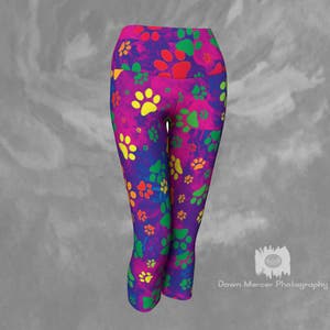 Rainbow Paw Print Capris Dog Paw Print 