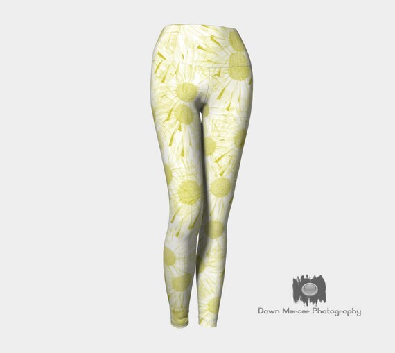 Leggings Tights Yellow Yoga Pants Daisy Leggings Yellow - Dawn Mercer Designer Wear