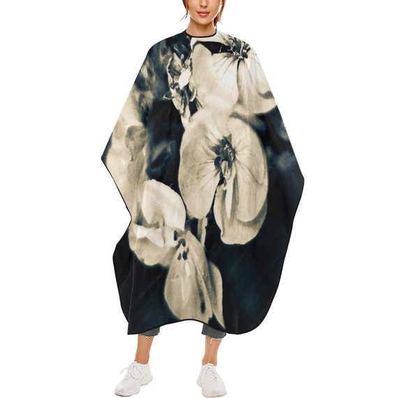 Floral Hairstylist Cape, Printed Floral Cape For Hair Cutting, Hairdresser Cape, Hairdressing Gown, Flower Art Work Print Design