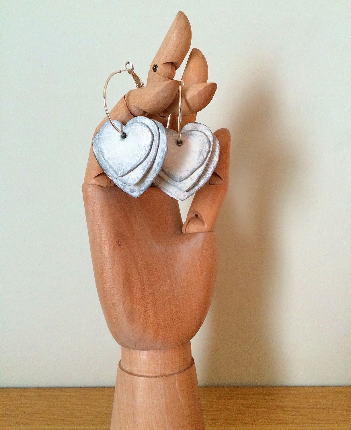 Paper Mache Earrings in Red/Grey