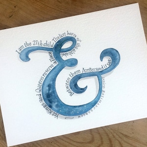 Pintura em aquarela original e comercial poema letras arte alecrim dobson letras azuis arte de parede