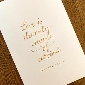 Leonard Cohen Citations Carte Faite A La Main Calligraphie Etsy France