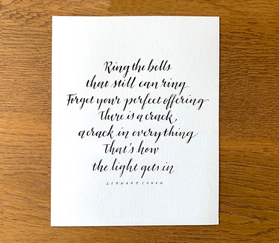 Leonard Cohen Citation Cartes Manuscrites Calligraphie Etsy Canada