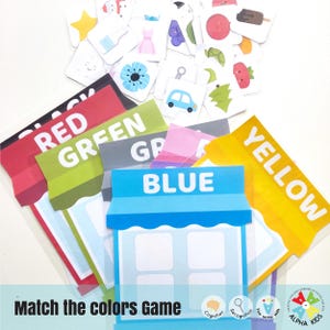 Atividade de aprendizagem para impressão de combinar as cores, atividade para crianças pequenas de escolher e combinar as cores, jogos educativos divertidos, DOWNLOAD INSTANTÂNEO