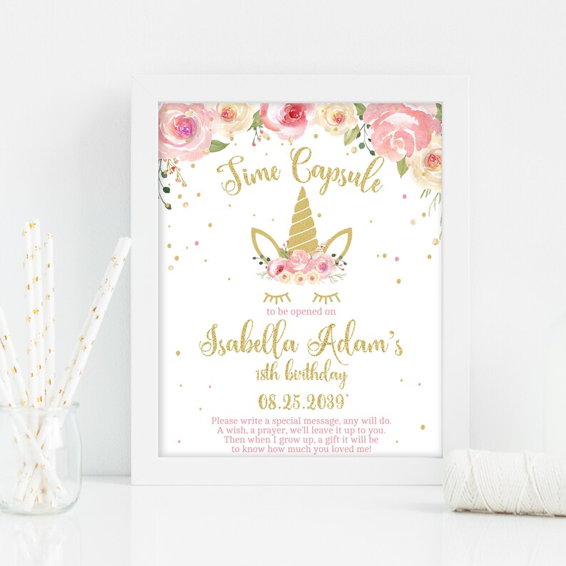 Printable Unicorn Time Capsule First Birthday Girl Time | Etsy