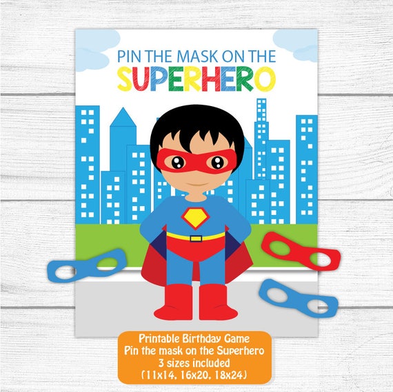 Printable Superheroes Birthday Game Birthday Party Pin the - Etsy