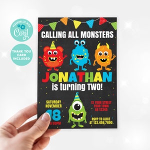 EDITABLE Printable Monster Boy Birthday Invitation, Monster Birthday ...