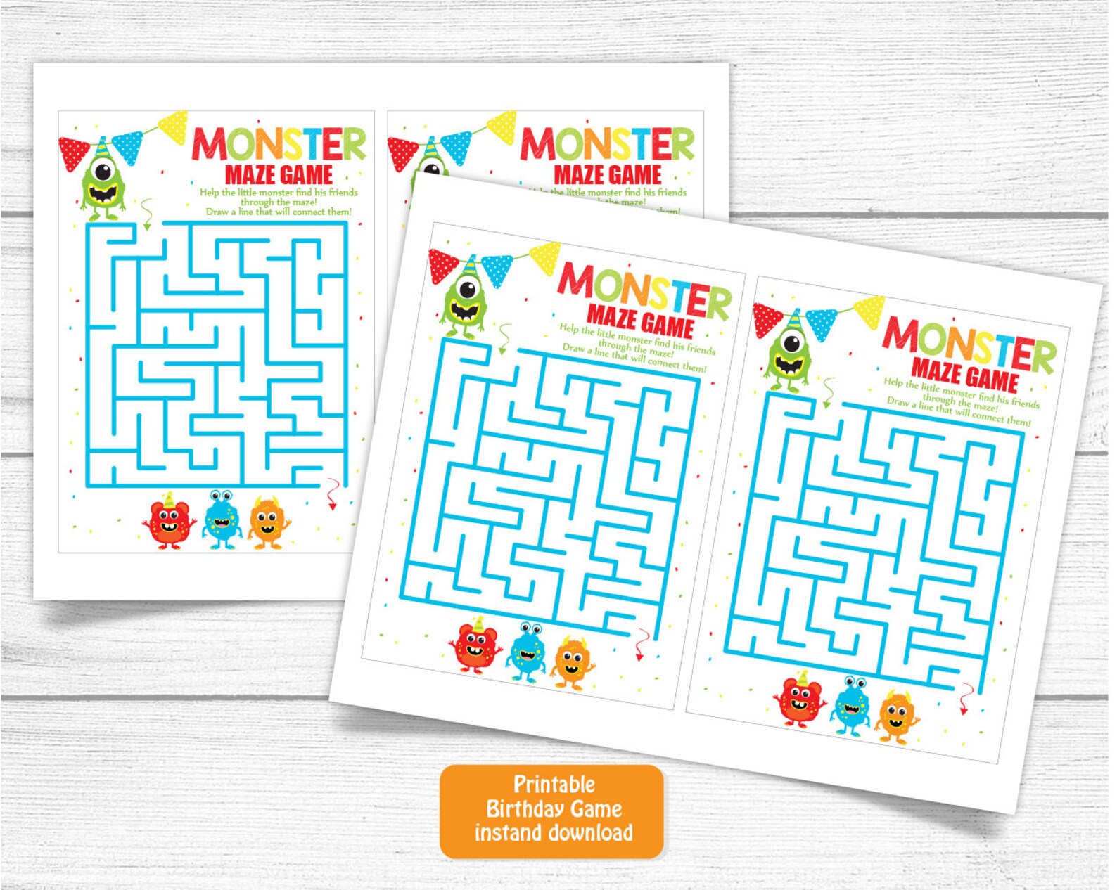 Printable Monster Birthday Game Cards Little Monster Birthday - Etsy
