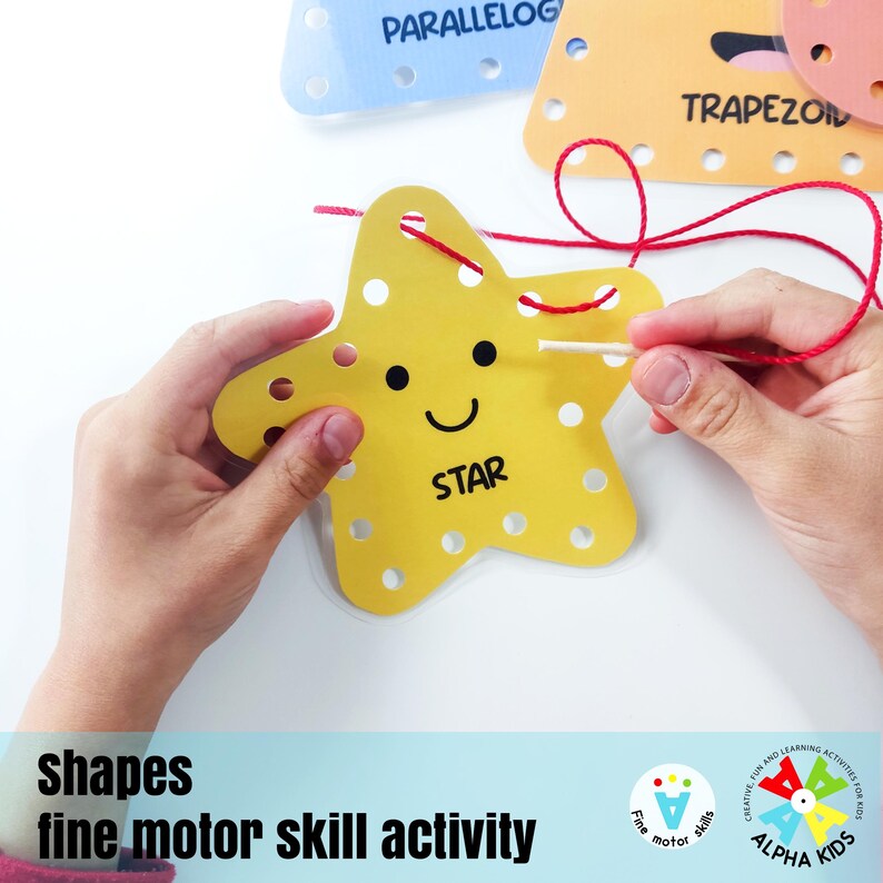 Picture of Printable Shapes Fine Motor Skills Activity, Shapes Lacing Cards ...