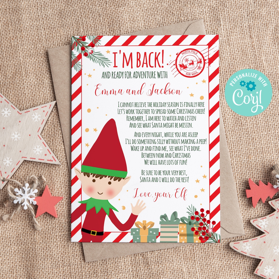 EDITABLE Elf Arrival Letter Elf Return Letter Template Elf Etsy