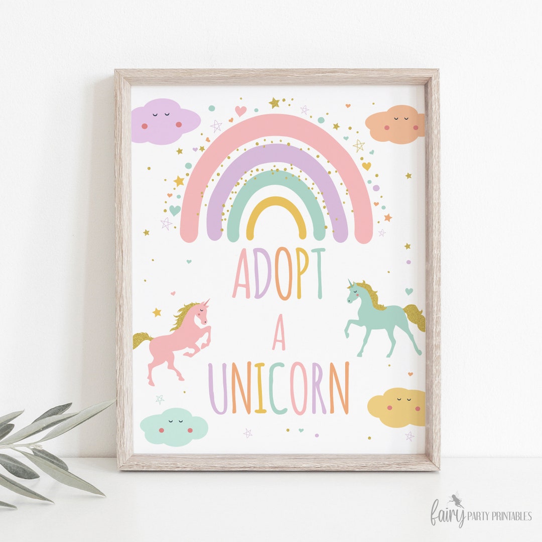 Printable Adopt a Unicorn Birthday Sign, Unicorn Adoption Table Sign ...