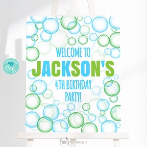 EDITABLE Bubble Birthday Welcome Sign, Bubble Welcome Birthday Sign, Pop some Bubbles Birthday Sign, Summer Bubble Birthday Welcome Sign