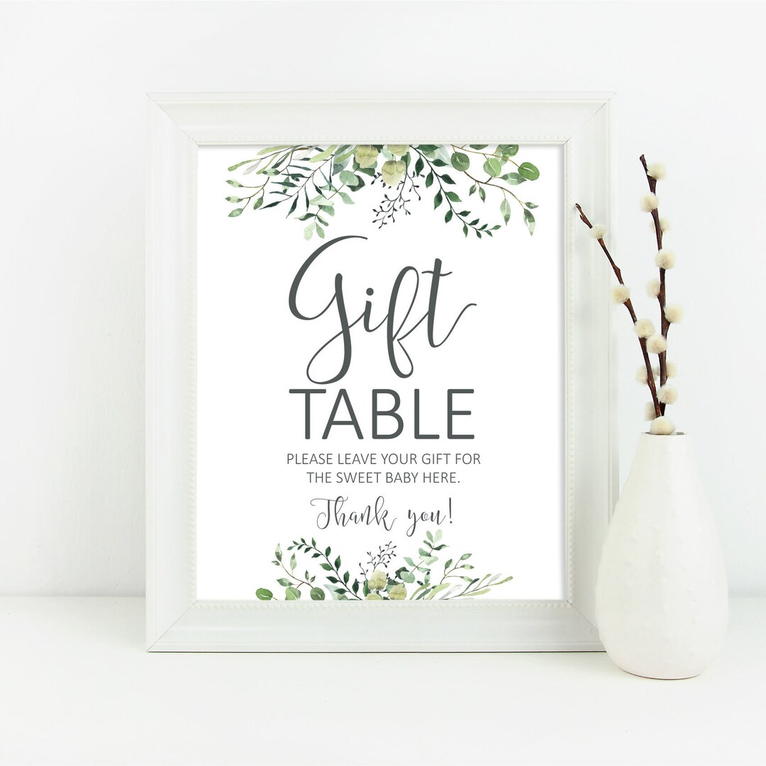 Printable Greenery Gifts and Cards Table Sign Botanic Baby - Etsy