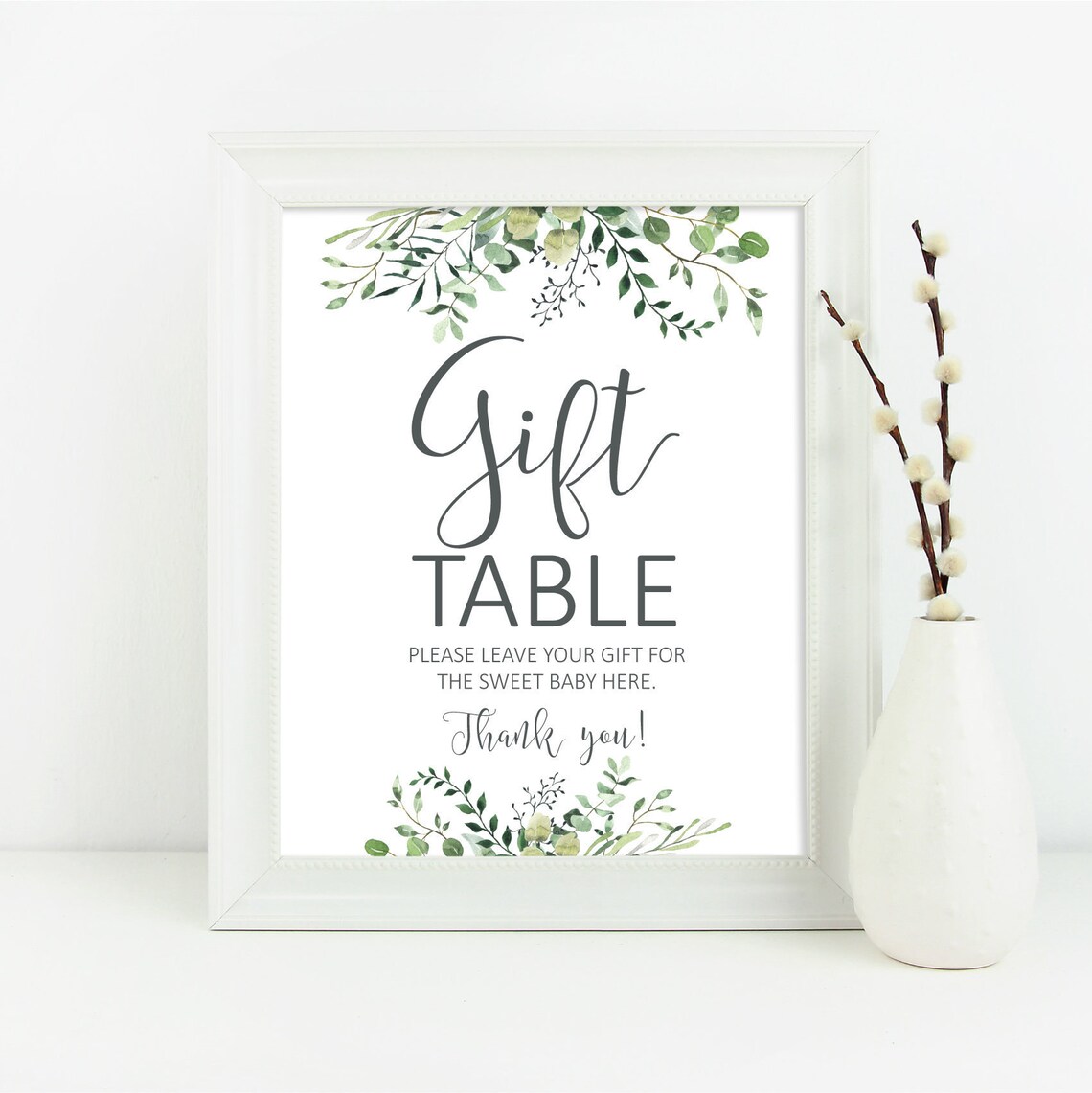 Printable Greenery Gifts and Cards Table Sign Botanic Baby - Etsy