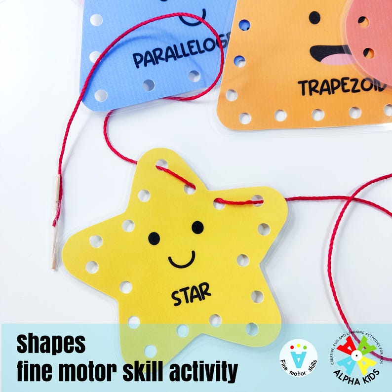 Picture of Printable Shapes Fine Motor Skills Activity, Shapes Lacing Cards ...