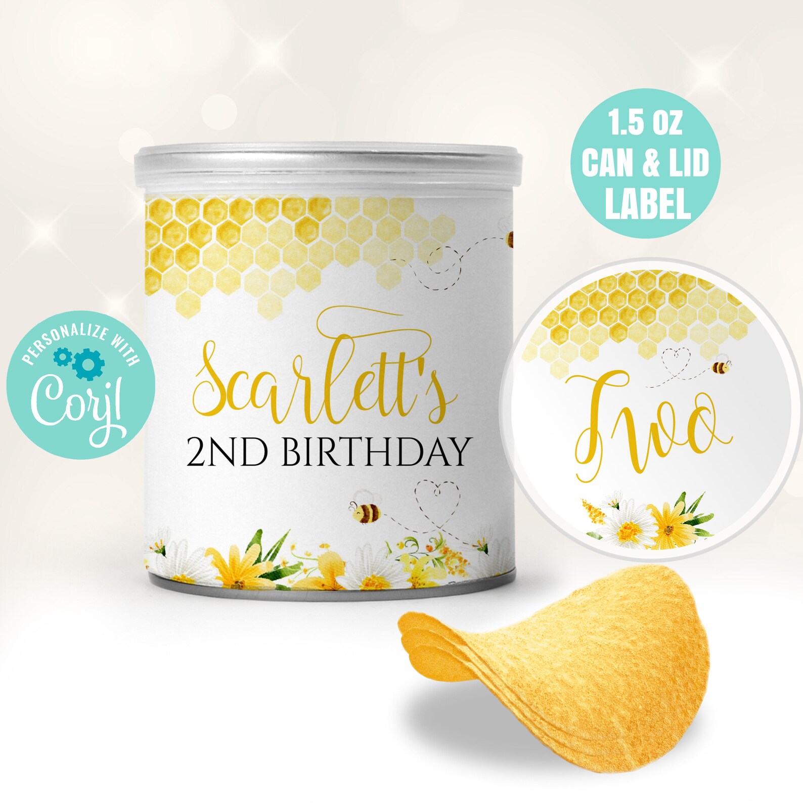 EDITABLE Honey Bee Chips Stack Label Bee Chips Can and Lid Etsy