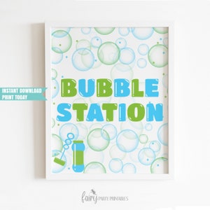 Segno di tavolo di compleanno stampabile Bubble Station, Segno di compleanno di bolle, Segno di compleanno di pop alcune bolle, Compleanno di bolle estive DOWNLOAD immediato
