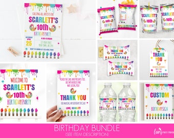 EDITABLE Paint Birthday Invitation Bundle, Art Party Invitation Set, Lets Paint Birthday Invitation Bundle, Artist Birthday Invitation Set