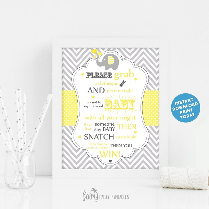 PRINTABLE Baby Shower Elephant Don't Say Baby Sign - Etsy