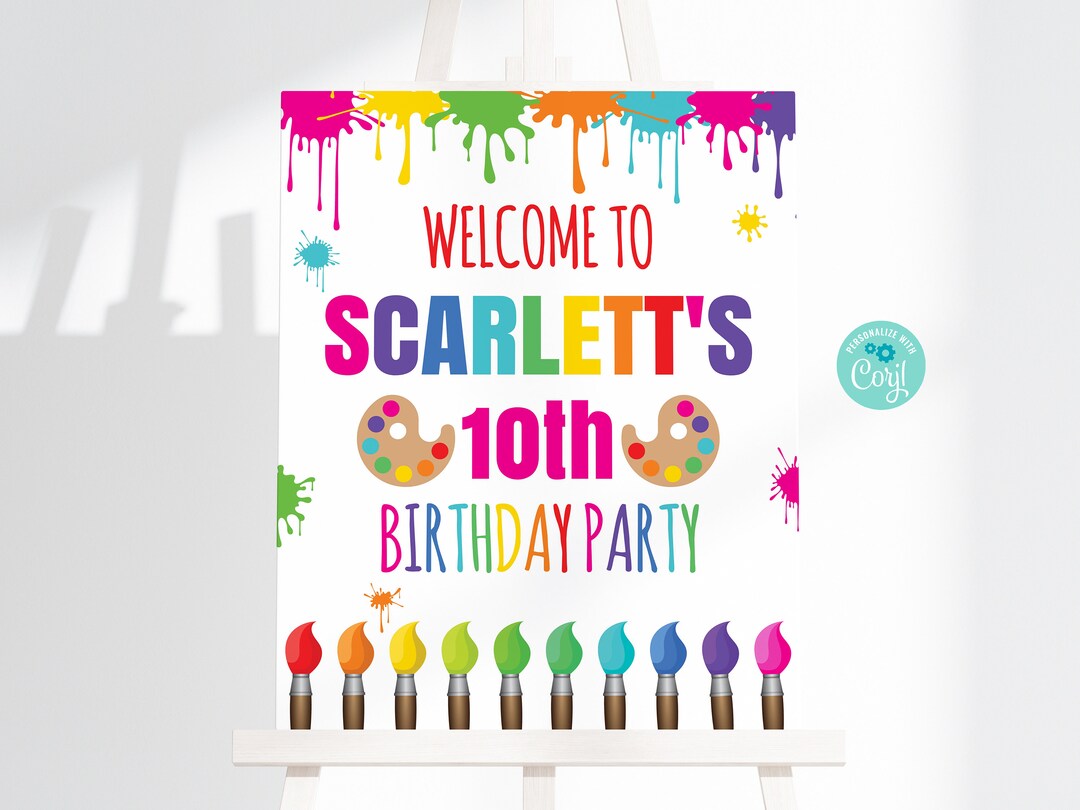 EDITABLE Artist Painting Birthday Sign, Art Paint Birthday