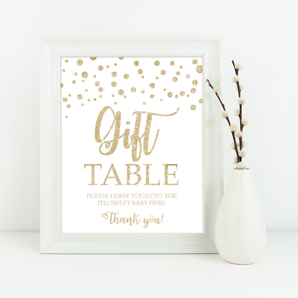 Printable Gifts Table Sign Printable Gold Baby Shower Etsy